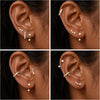 3 Pairs Dainty Small Earrings Set for Women Trendy, Birthstone Stud Huggie Hoop Jacket Stack for Cartilage Helix, Gold Plated Cute Women Fashion - view 3
