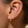 3 Pairs Dainty Small Earrings Set for Women Trendy, Birthstone Stud Huggie Hoop Jacket Stack for Cartilage Helix, Gold Plated Cute Women Fashion - view 4