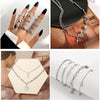 37pcs Silver Jewelry Set With 3 PCS Necklace, 14 PCS Bracelet, 7 PCS Ear Cuffs Earring, 6pcs Hoop Earrings, 7pcs silver rings set For Women For - view 2