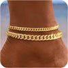 Ankle Bracelets for Women 14K Gold/Silver Plated Chain Anklets - main view
