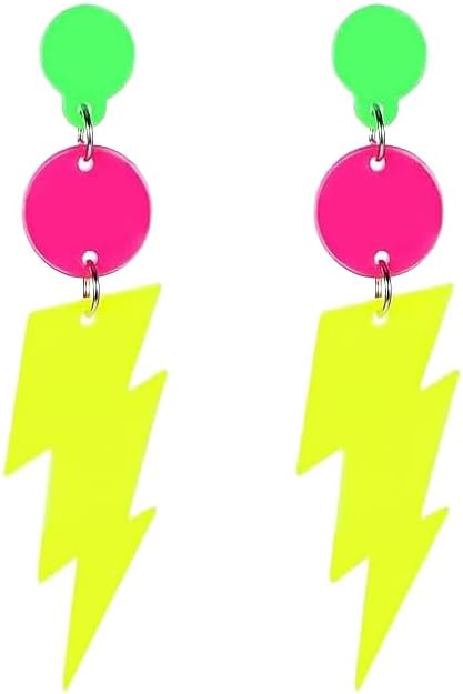80s Neon Earrings Lightning Bolt Punk Retro Earrings for 80's 90's Outfit Glow Party 80s Accessories Jewelry - main view