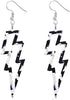 80s Neon Earrings Lightning Bolt Punk Retro Earrings for 80's 90's Outfit Glow Party 80s Accessories Jewelry - black & white