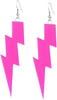 80s Neon Earrings Lightning Bolt Punk Retro Earrings for 80's 90's Outfit Glow Party 80s Accessories Jewelry - Rose Red-long