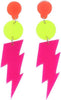 80s Neon Earrings Lightning Bolt Punk Retro Earrings for 80's 90's Outfit Glow Party 80s Accessories Jewelry - rose red-stud