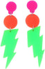 80s Neon Earrings Lightning Bolt Punk Retro Earrings for 80's 90's Outfit Glow Party 80s Accessories Jewelry - green-stud