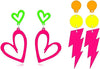 80s Neon Earrings Lightning Bolt Punk Retro Earrings for 80's 90's Outfit Glow Party 80s Accessories Jewelry - 2pairs rose red