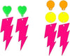 80s Neon Earrings Lightning Bolt Punk Retro Earrings for 80's 90's Outfit Glow Party 80s Accessories Jewelry - 2 pairs lightning-Rose Red