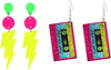80s Neon Earrings Lightning Bolt Punk Retro Earrings for 80's 90's Outfit Glow Party 80s Accessories Jewelry - lightning+tape