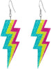 80s Neon Earrings Lightning Bolt Punk Retro Earrings for 80's 90's Outfit Glow Party 80s Accessories Jewelry - Lightning Bolt - Blue Yellow and Rose Red