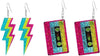 80s Neon Earrings Lightning Bolt Punk Retro Earrings for 80's 90's Outfit Glow Party 80s Accessories Jewelry - Sparkly Lightning+Tape