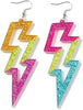80s Neon Earrings Lightning Bolt Punk Retro Earrings for 80's 90's Outfit Glow Party 80s Accessories Jewelry - mix color