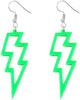 80s Neon Earrings Lightning Bolt Punk Retro Earrings for 80's 90's Outfit Glow Party 80s Accessories Jewelry - green