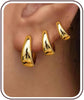 3 Pairs Gold Hoop Earrings Set for Women Trendy Chunky Small Huggie Jewelry - main view