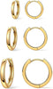 3 Pairs Gold Hoop Earrings Set for Women Trendy Chunky Small Huggie Jewelry