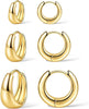 3 Pairs Gold Hoop Earrings Set for Women Trendy Chunky Small Huggie Jewelry - view 6