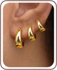 3 Pairs Gold Hoop Earrings Set for Women Trendy Chunky Small Huggie Jewelry - view 7