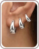 3 Pairs Gold Hoop Earrings Set for Women Trendy Chunky Small Huggie Jewelry