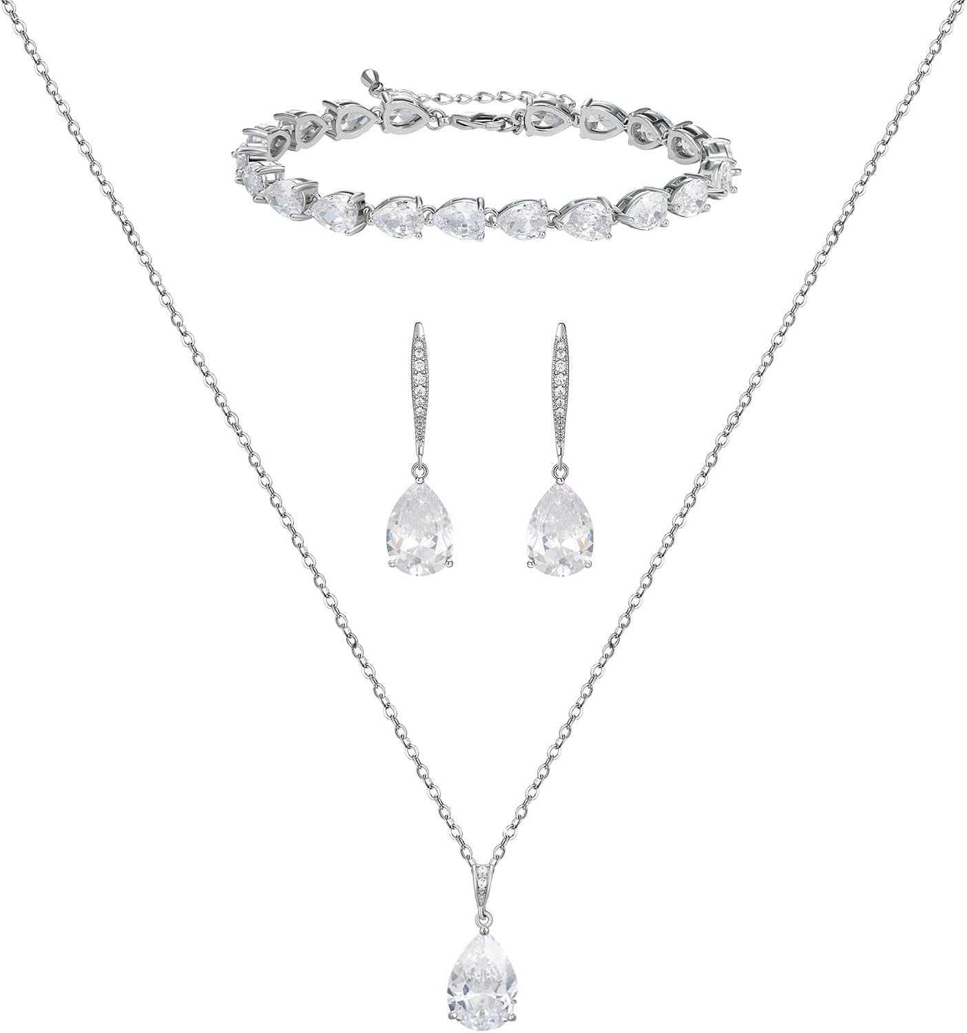Bridal Wedding Jewelry Set for Brides, Teardrop Bridesmaids Jewelry Set - main view