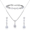 Bridal Wedding Jewelry Set for Brides, Teardrop Bridesmaids Jewelry Set - 01.Silver