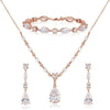 Bridal Wedding Jewelry Set for Brides, Teardrop Bridesmaids Jewelry Set - 02.Rose Gold