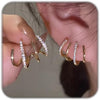 Claw Earrings for Women Dainty Gold Silver Zircon Cuff Earrings Four Claw Half Hoop Stud Earring Minimalist Huggie Ear Wrap Piercing For Birthday Day - main view