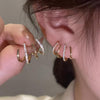 Claw Earrings for Women Dainty Gold Silver Zircon Cuff Earrings Four Claw Half Hoop Stud Earring Minimalist Huggie Ear Wrap Piercing For Birthday Day - view 2