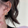 Claw Earrings for Women Dainty Gold Silver Zircon Cuff Earrings Four Claw Half Hoop Stud Earring Minimalist Huggie Ear Wrap Piercing For Birthday Day - view 3