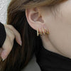 Claw Earrings for Women Dainty Gold Silver Zircon Cuff Earrings Four Claw Half Hoop Stud Earring Minimalist Huggie Ear Wrap Piercing For Birthday Day - view 5