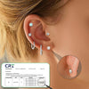 Surgical Steel Flat Back Earrings Set for Multiple Piercing Sensitive Ears, Sterling Silver Small Cartilage Huggie Hoop Earrings Titanium Tiny CZ - view 2