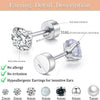 Surgical Steel Flat Back Earrings Set for Multiple Piercing Sensitive Ears, Sterling Silver Small Cartilage Huggie Hoop Earrings Titanium Tiny CZ - view 6