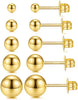 5 Pairs Pearl Earrings Small Ball Stud Earrings for Women Set - 5 Pairs Ball Studs - Gold