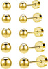 5 Pairs Pearl Earrings Small Ball Stud Earrings for Women Set - 5 Pairs Flat Back Earrings - Gold