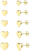 5 Pairs Pearl Earrings Small Ball Stud Earrings for Women Set - 5 Pairs Heart Stud Earrings - Gold