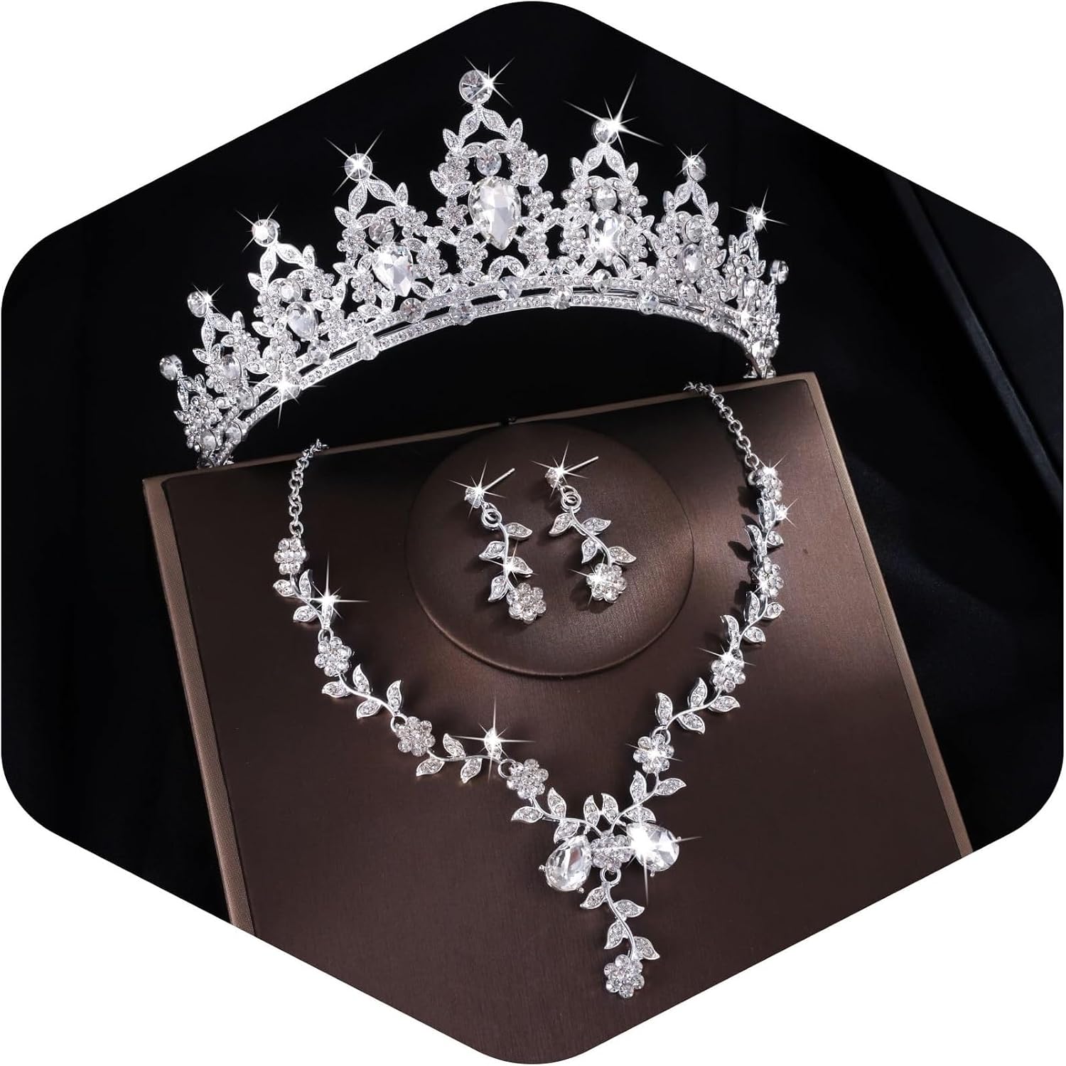 Tiaras and Crowns for Women, Tiaras Earrings Necklace, Crystal Bridal Jewelry Set, Costume Party Prom Pageant Jewelry for Women( Tr45) - main view