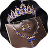 Tiaras and Crowns for Women, Tiaras Earrings Necklace, Crystal Bridal Jewelry Set, Costume Party Prom Pageant Jewelry for Women( Tr45) - Gold Blue
