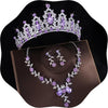Tiaras and Crowns for Women, Tiaras Earrings Necklace, Crystal Bridal Jewelry Set, Costume Party Prom Pageant Jewelry for Women( Tr45) - Silver Purple