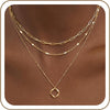 Layered Gold Necklaces for Women, Stackable Dainty 14K Gold Silver Plated Trendy Simple Heart Diamond Cross Bow Circle Pendant Paperclip Choker Dot - main view