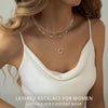 Layered Gold Necklaces for Women, Stackable Dainty 14K Gold Silver Plated Trendy Simple Heart Diamond Cross Bow Circle Pendant Paperclip Choker Dot - view 2
