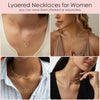 Layered Gold Necklaces for Women, Stackable Dainty 14K Gold Silver Plated Trendy Simple Heart Diamond Cross Bow Circle Pendant Paperclip Choker Dot - view 5