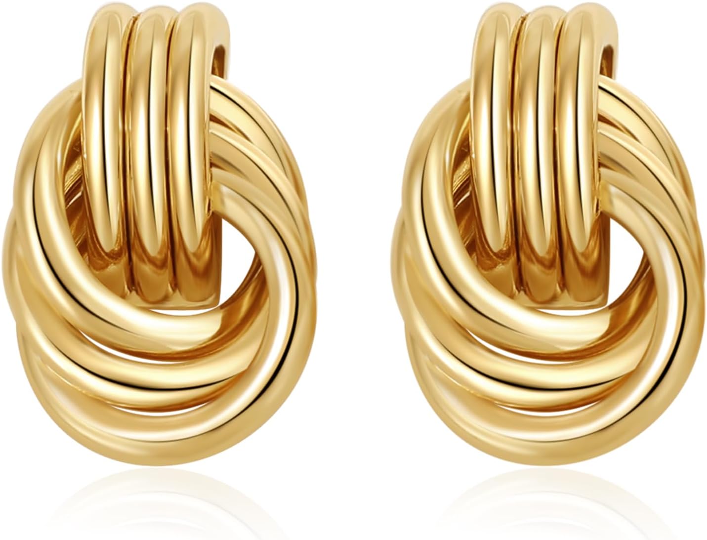 Chunky Knot Gold Earrings Women Statement Drop Dangle Earrings - main view