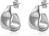 Chunky Knot Gold Earrings Women Statement Drop Dangle Earrings - Stud Silver A