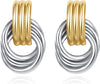 Chunky Knot Gold Earrings Women Statement Drop Dangle Earrings - Knot Gold with Silver