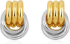 Chunky Knot Gold Earrings Women Statement Drop Dangle Earrings - Knot Double Two Tone C