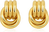 Chunky Knot Gold Earrings Women Statement Drop Dangle Earrings - Knot Double Gold C