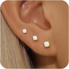 Gold Stud Earrings for Women 925 Sterling Silver Earring - G.Gold -Opal -3 Pairs