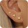 Gold Stud Earrings for Women 925 Sterling Silver Earring - F.Gold -Trio Sphere -3 Pairs