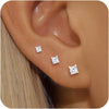 Gold Stud Earrings for Women 925 Sterling Silver Earring - A.Sliver -CZ -3 Pairs