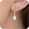 Pearl Earrings for Women, 14K Gold Plated Dangle Drop Earrings - irregular pearl earrings