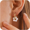 Pearl Earrings for Women, 14K Gold Plated Dangle Drop Earrings - gold flower-1
