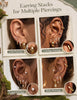 13 Pairs Small Stud Hoop Earrings Set for Women, Gold Earrings Pack - view 4